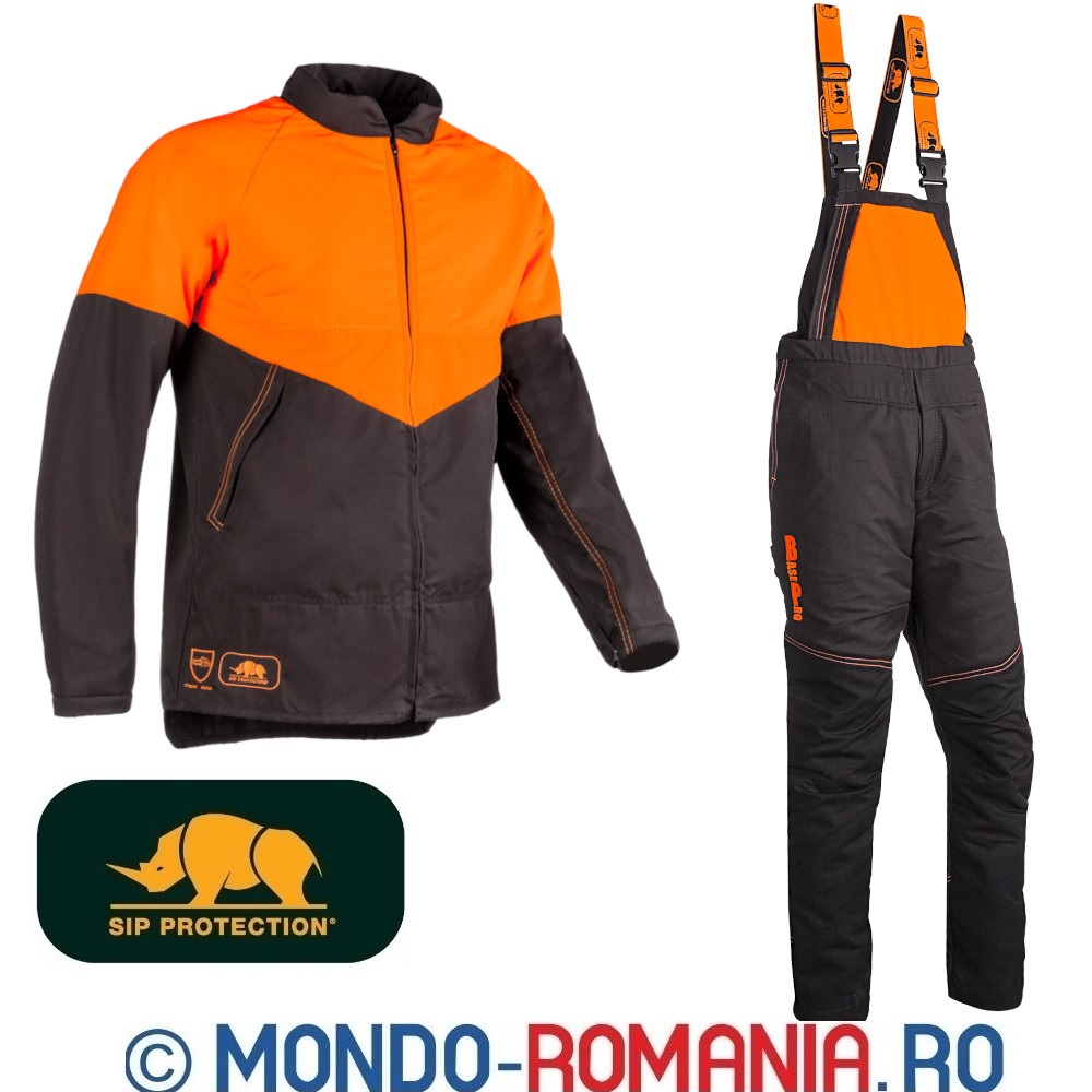 Costum protectie: jacheta si salopeta pentru lucrul cu motofierastraul
