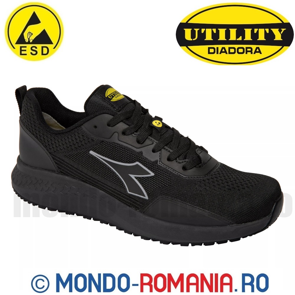 Pantofi de lucru, ESD, fara bombeu - DIADORA SPORT CREW EVO Black - SR ESD