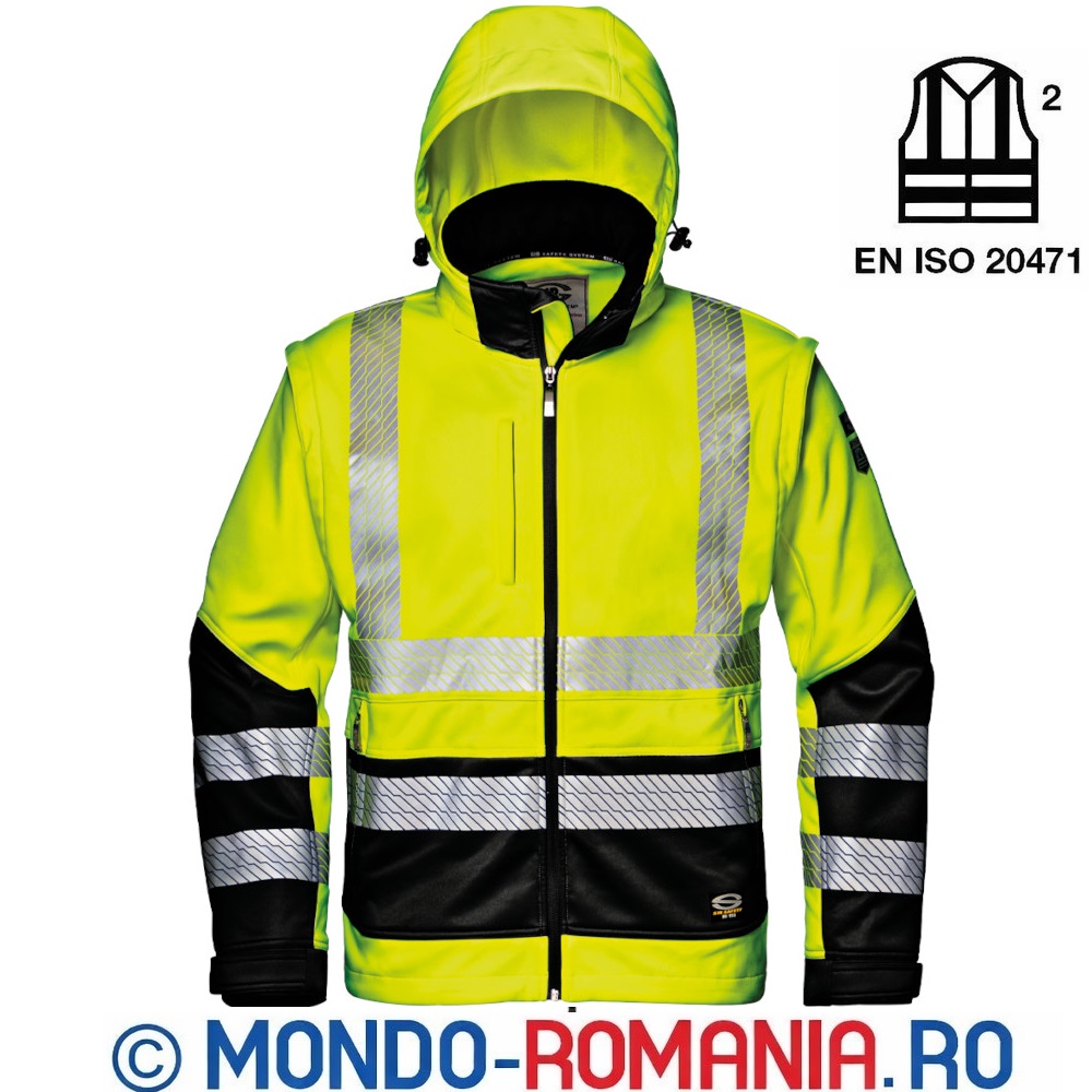Jacheta reflectorizanta cu maneci detasabile -STARMAX Softshell 2/1 neon/negru
